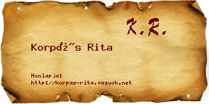 Korpás Rita névjegykártya