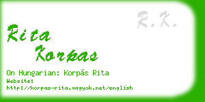 rita korpas business card